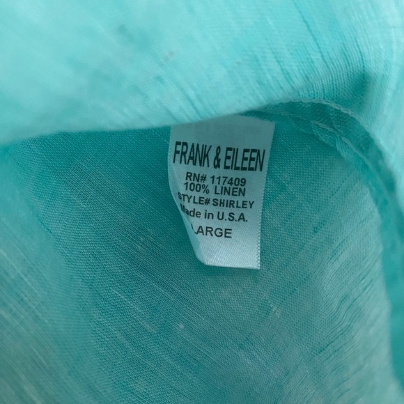 Frank & Eileen Shirley Tailored Button-Up Shirt Classic Linen Size: L Seafoam